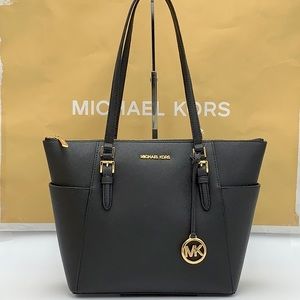 MICHAEL KORS Charlotte Large Leather Top-Zip Tote